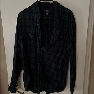 🚩(2 for $10) George Teal and Black Plaid Shirt